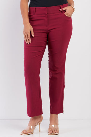 Plus Mid-rise Two Side Leg Zipper Pants - Deals Kiosk