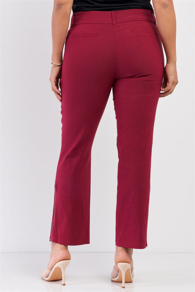 Plus Mid-rise Two Side Leg Zipper Pants - Deals Kiosk