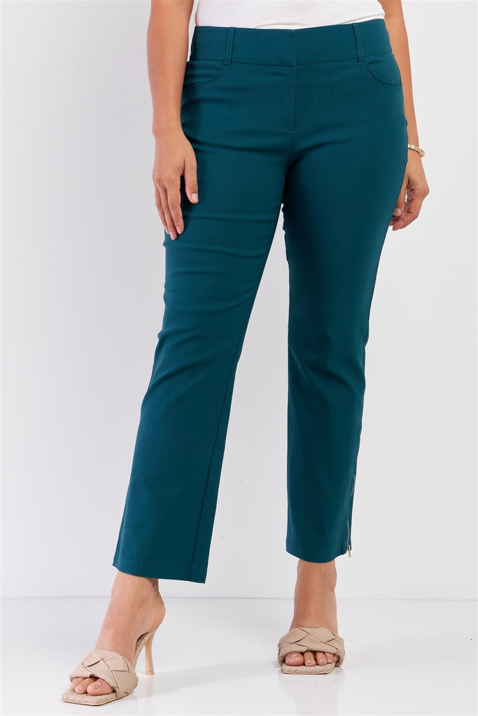 Plus Mid-rise Two Side Leg Zipper Pants - Deals Kiosk