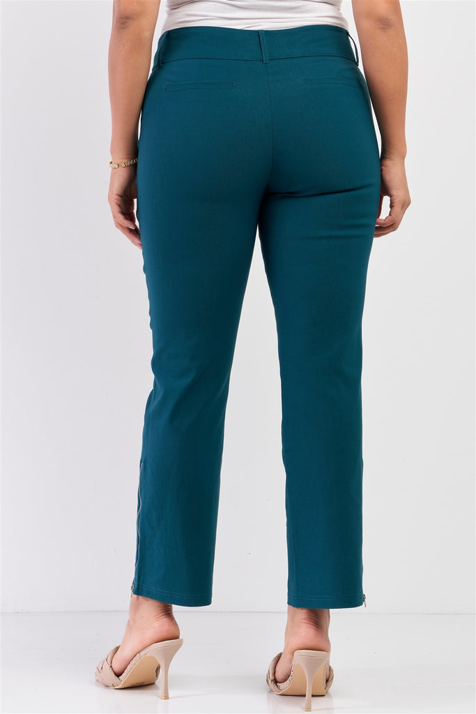 Plus Mid-rise Two Side Leg Zipper Pants - Deals Kiosk