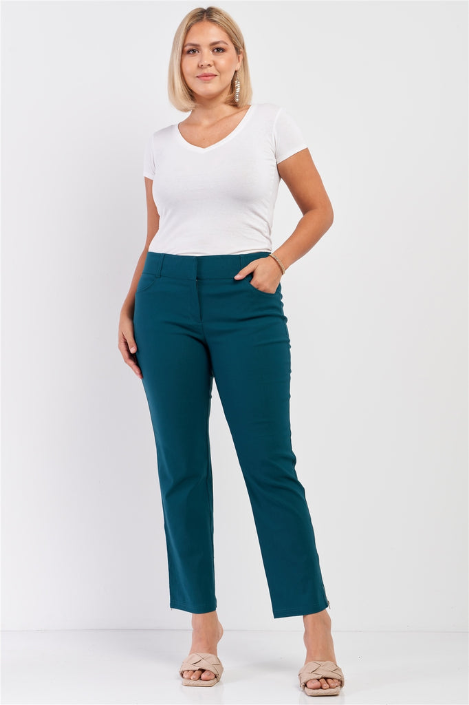 Plus Mid-rise Two Side Leg Zipper Pants - Deals Kiosk