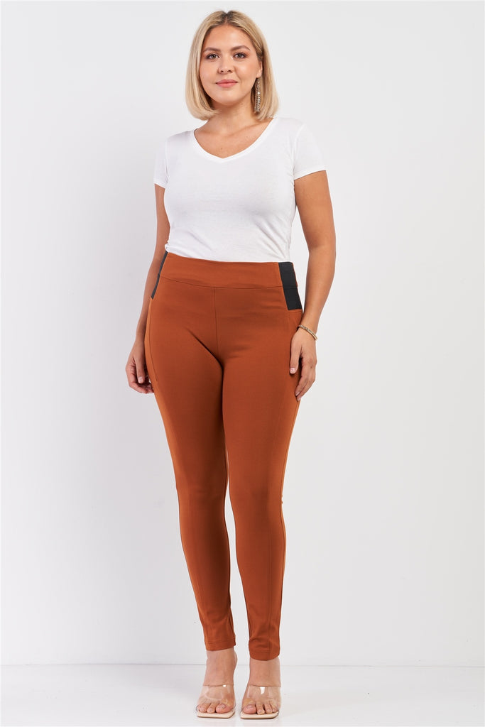 Plus Rubber Side Detail Lace Side Leg Legging Slim Pants - Deals Kiosk