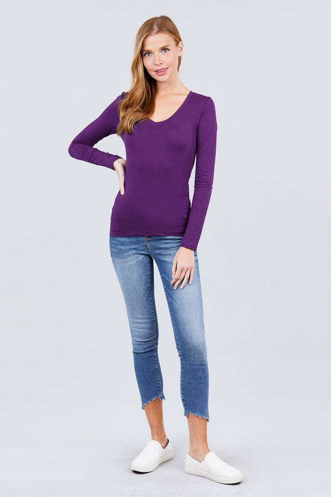 Cotton Jersey V-neck Top - Deals Kiosk