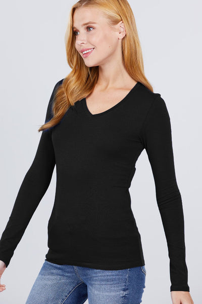 Cotton Jersey V-neck Top - Deals Kiosk