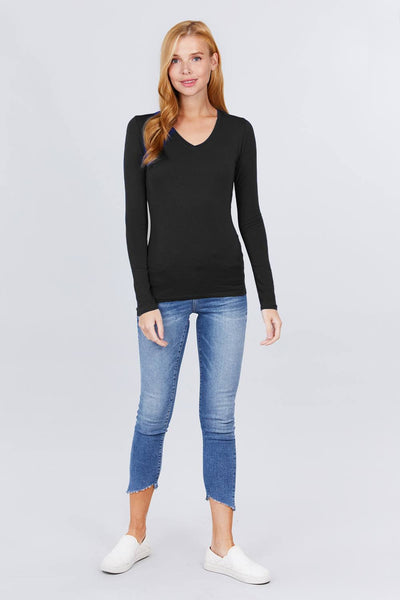 Cotton Jersey V-neck Top - Deals Kiosk