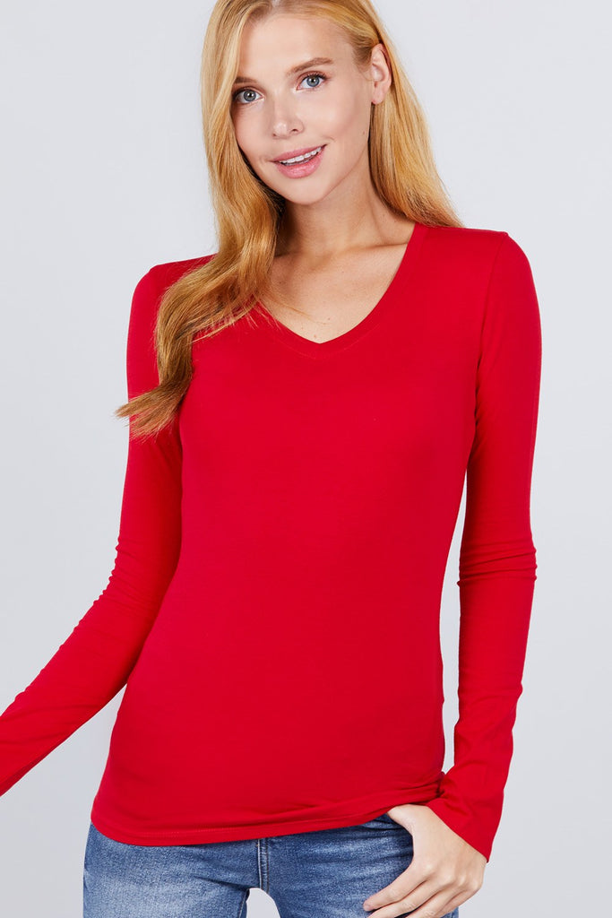 Cotton Jersey V-neck Top - Deals Kiosk