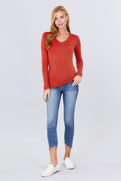 Cotton Jersey V-neck Top - Deals Kiosk