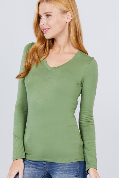 Cotton Jersey V-neck Top - Deals Kiosk