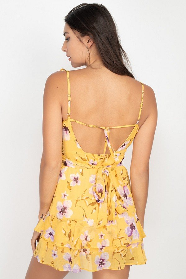 Floral Ruffle Trim Fit & Flare Mini Dress - Deals Kiosk