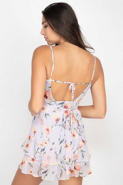 Floral Ruffle Trim Fit & Flare Mini Dress - Deals Kiosk