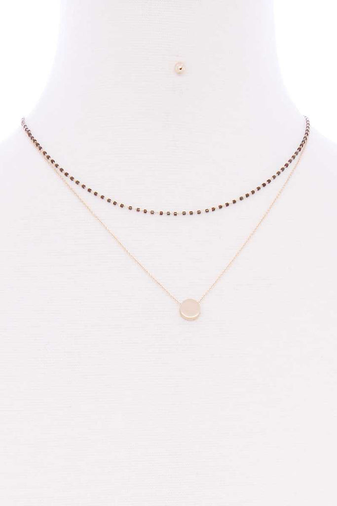 2 Layered Glass Bead Round Pendant Necklace - Deals Kiosk