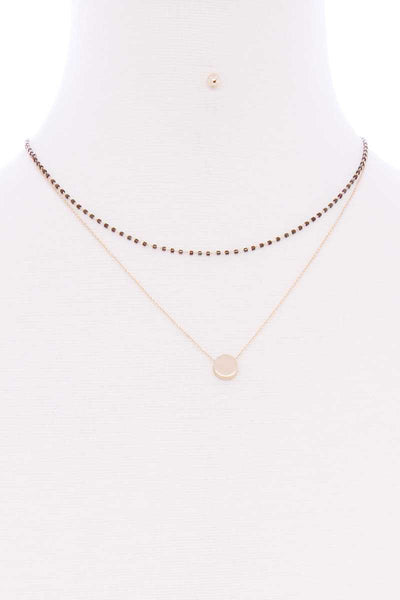 2 Layered Glass Bead Round Pendant Necklace - Deals Kiosk