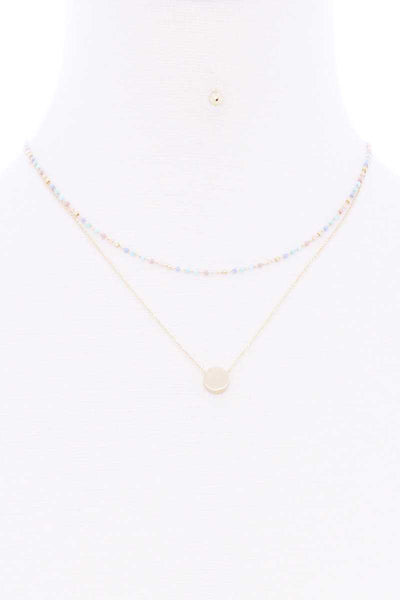 2 Layered Glass Bead Round Pendant Necklace - Deals Kiosk