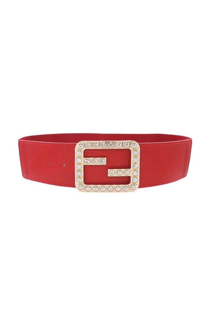 2fb Rhinestone Buckle Elastic Belt - Deals Kiosk