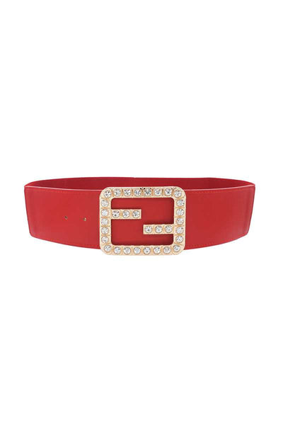 2fb Rhinestone Buckle Elastic Belt - Deals Kiosk