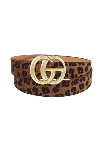 Gd Buckle Leopard Hair Belt - Deals Kiosk
