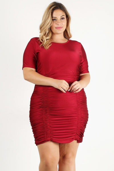 Plus Size Solid Bodycon Mini Dress - Deals Kiosk