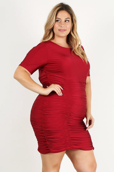Plus Size Solid Bodycon Mini Dress - Deals Kiosk