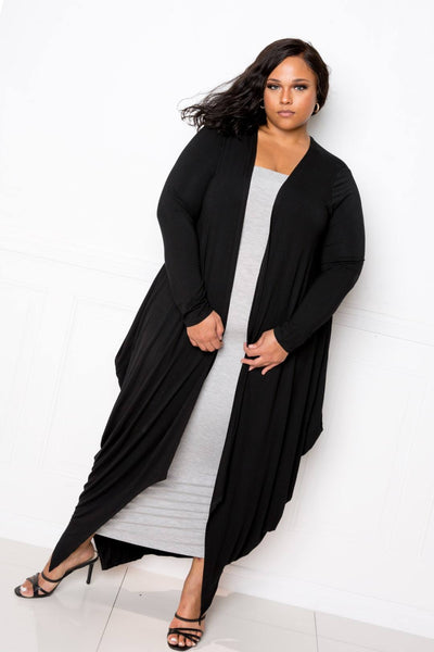 Bubbled Hem Waterfall Cardigan - Deals Kiosk