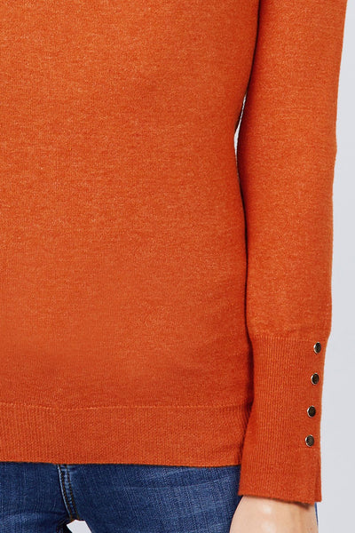Crew Neck Sweater W/rivet Button - Deals Kiosk