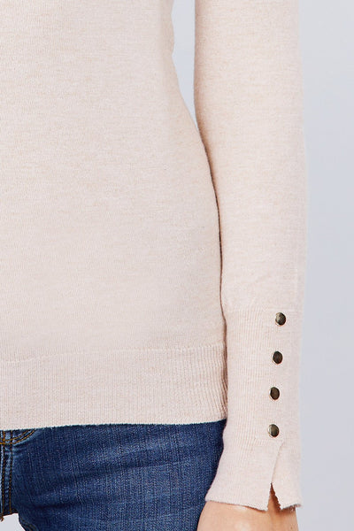 Crew Neck Sweater W/rivet Button - Deals Kiosk