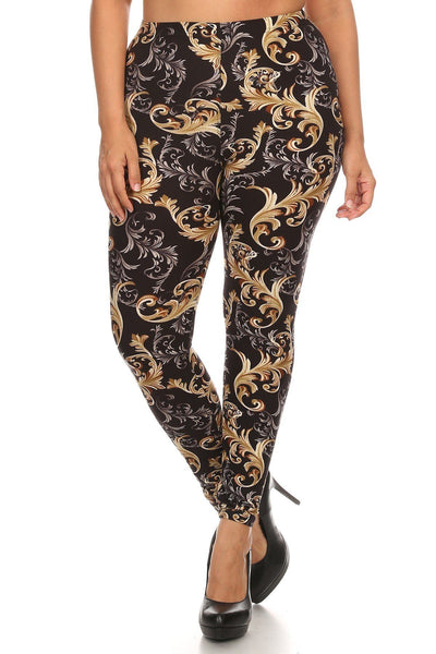 Plus Size Paisley Print, Full Length Leggings In A Slim Fitting Style With A Banded High Waist - Deals Kiosk