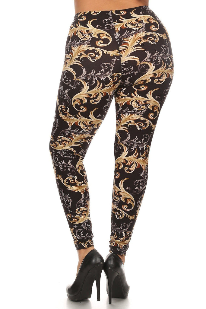 Plus Size Paisley Print, Full Length Leggings In A Slim Fitting Style With A Banded High Waist - Deals Kiosk