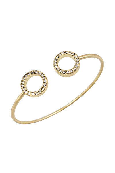 Metal Round Stone Open Cuff Bracelet - Deals Kiosk