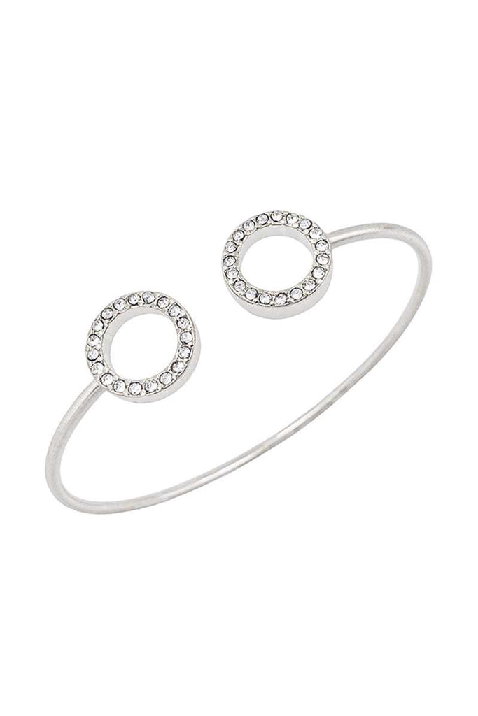 Metal Round Stone Open Cuff Bracelet - Deals Kiosk