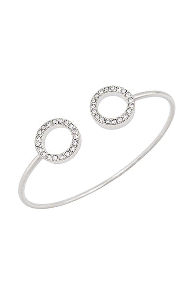 Metal Round Stone Open Cuff Bracelet - Deals Kiosk