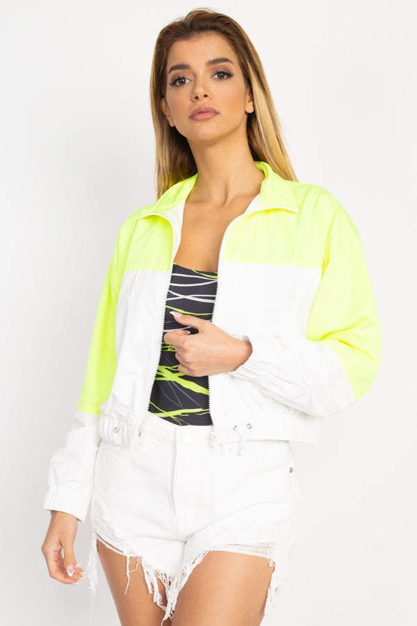 Long Sleeve Color Blocking Wind Breaker - Deals Kiosk