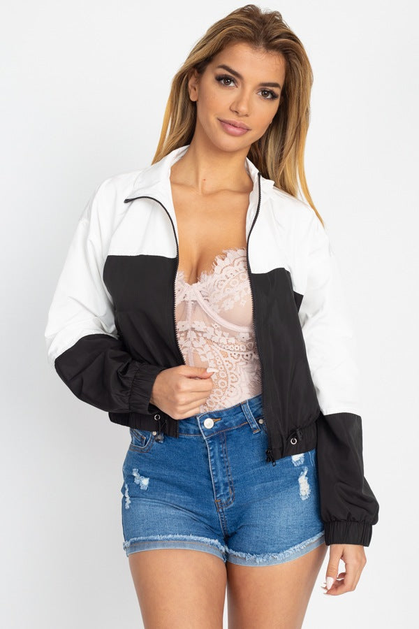 Long Sleeve Color Blocking Wind Breaker - Deals Kiosk