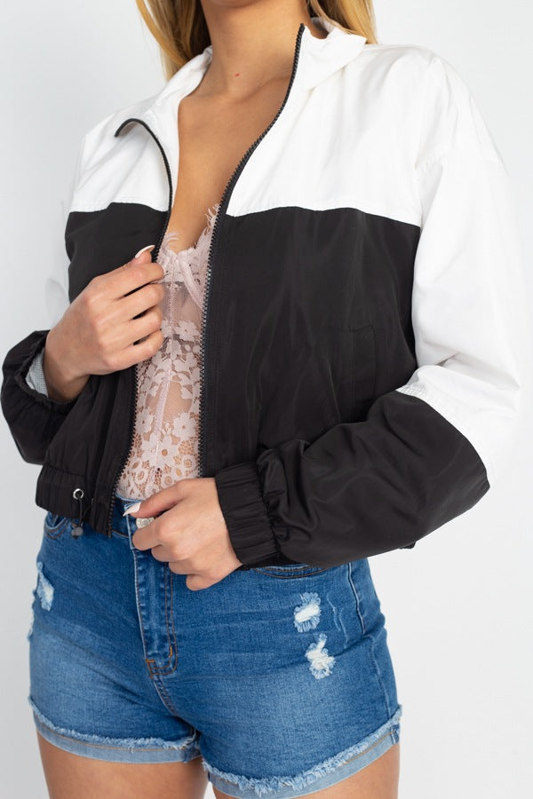 Long Sleeve Color Blocking Wind Breaker - Deals Kiosk