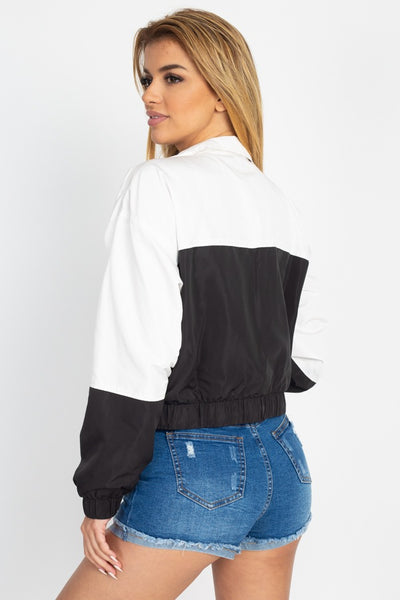 Long Sleeve Color Blocking Wind Breaker - Deals Kiosk