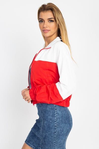 Long Sleeve Color Blocking Wind Breaker - Deals Kiosk