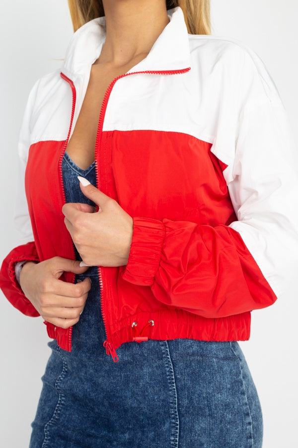 Long Sleeve Color Blocking Wind Breaker - Deals Kiosk