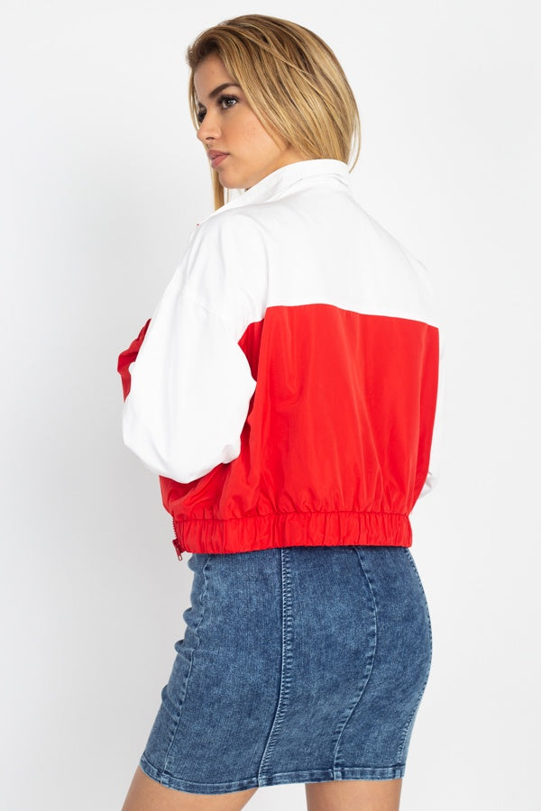 Long Sleeve Color Blocking Wind Breaker - Deals Kiosk