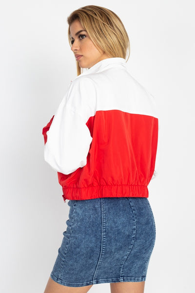 Long Sleeve Color Blocking Wind Breaker - Deals Kiosk
