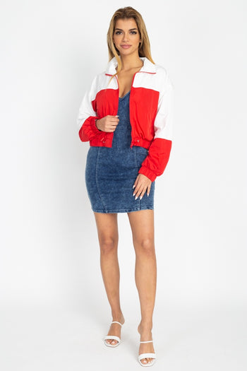 Long Sleeve Color Blocking Wind Breaker - Deals Kiosk