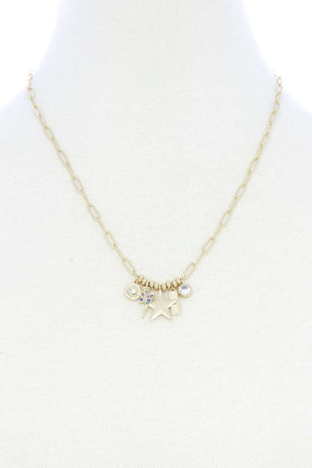 Dainty Star Lighting Bolt Charm Metal Necklace - Deals Kiosk