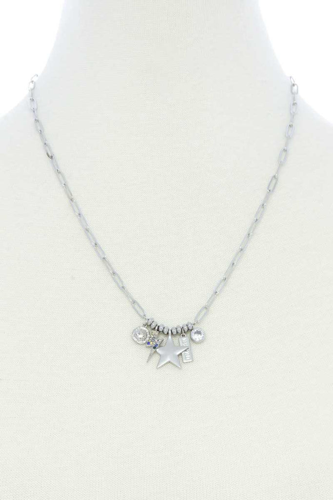 Dainty Star Lighting Bolt Charm Metal Necklace - Deals Kiosk