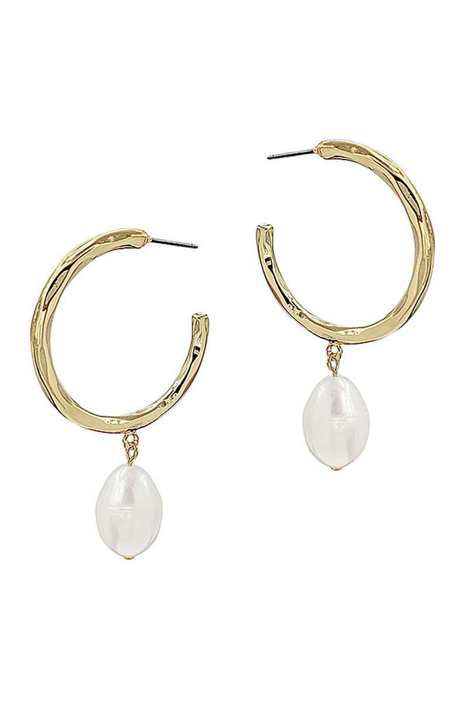 Fashion Open Hoop And Fresh Water Pearl Drop Earring - Deals Kiosk