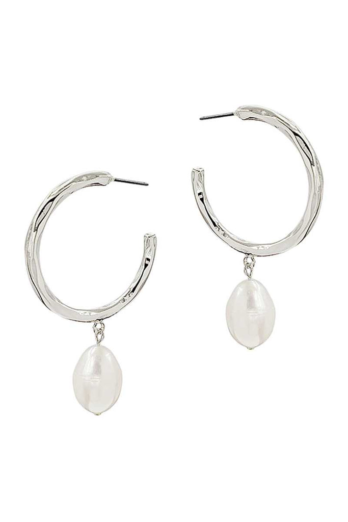 Fashion Open Hoop And Fresh Water Pearl Drop Earring - Deals Kiosk