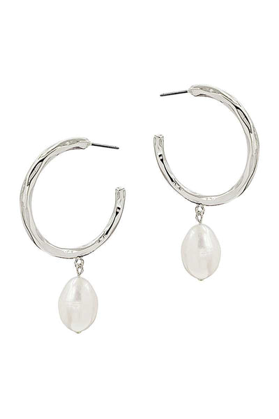Fashion Open Hoop And Fresh Water Pearl Drop Earring - Deals Kiosk