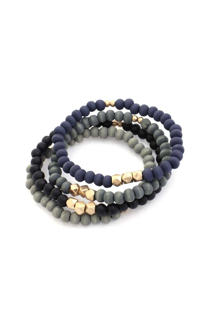 Painted Wooden Bead Stackable Stretch Bracelet - Deals Kiosk