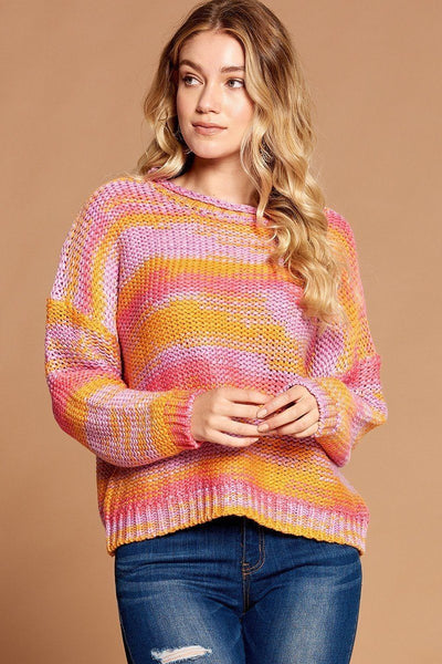 Multi-color Thread Striped Knit Sweater - Deals Kiosk