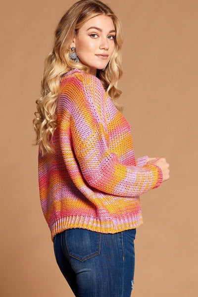 Multi-color Thread Striped Knit Sweater - Deals Kiosk