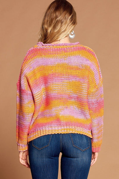 Multi-color Thread Striped Knit Sweater - Deals Kiosk
