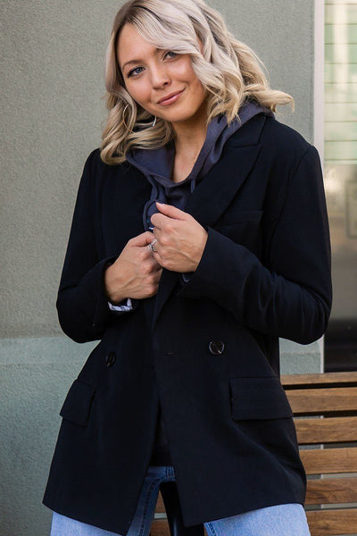 A Solid Woven Blazer Jacket - Deals Kiosk