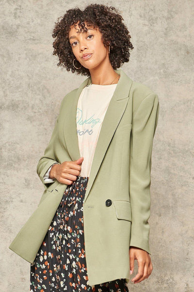A Solid Woven Blazer Jacket - Deals Kiosk